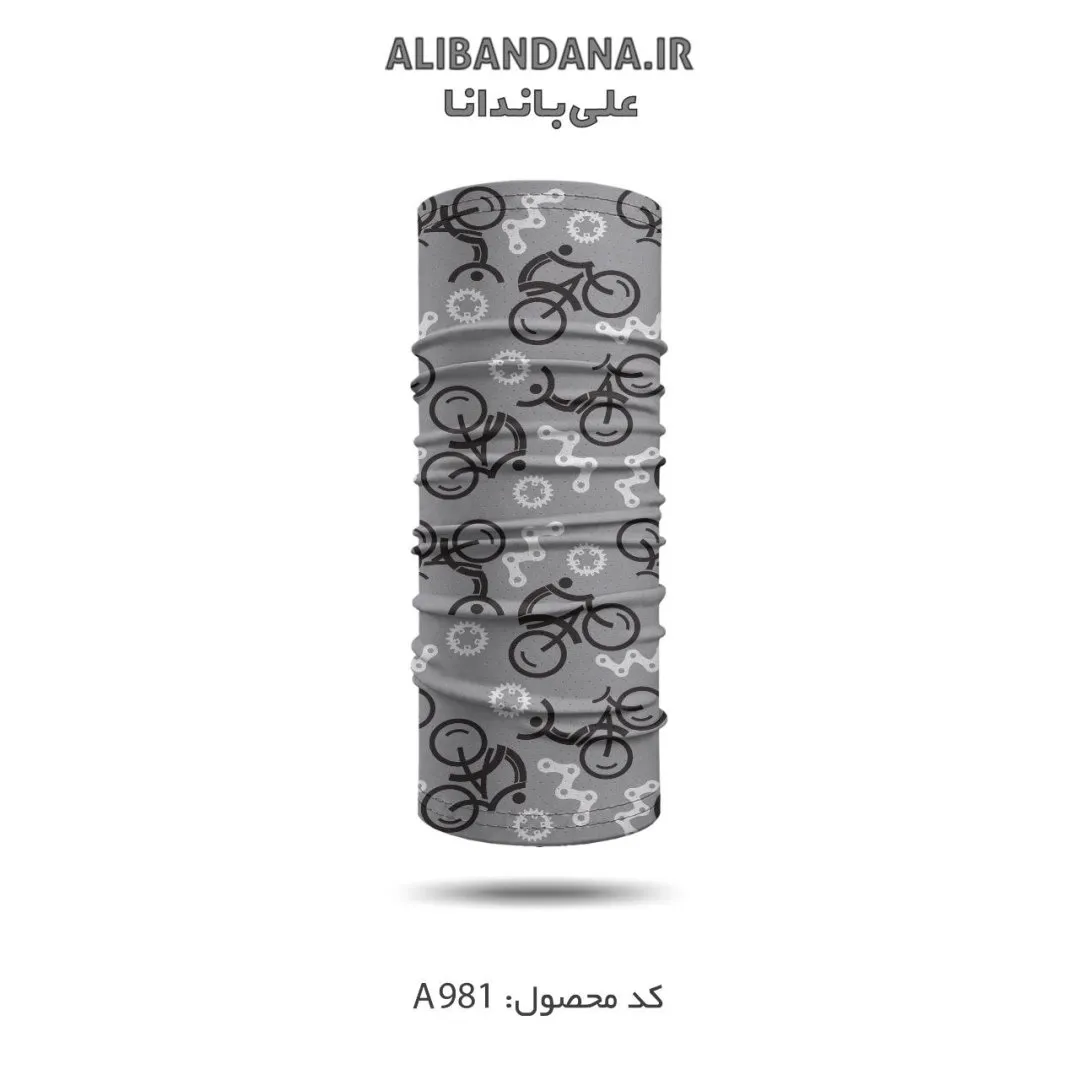 اسکارف طرح دوچرخه سواری رنگ طوسی